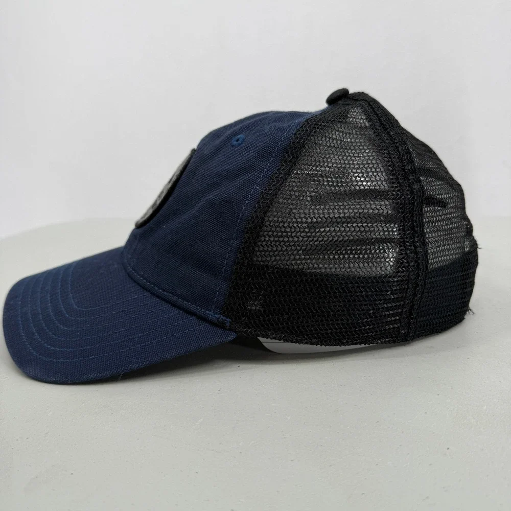 The North Face Trucker Hat Men One Size Navy Blue Mesh Snapback Expedition Patch